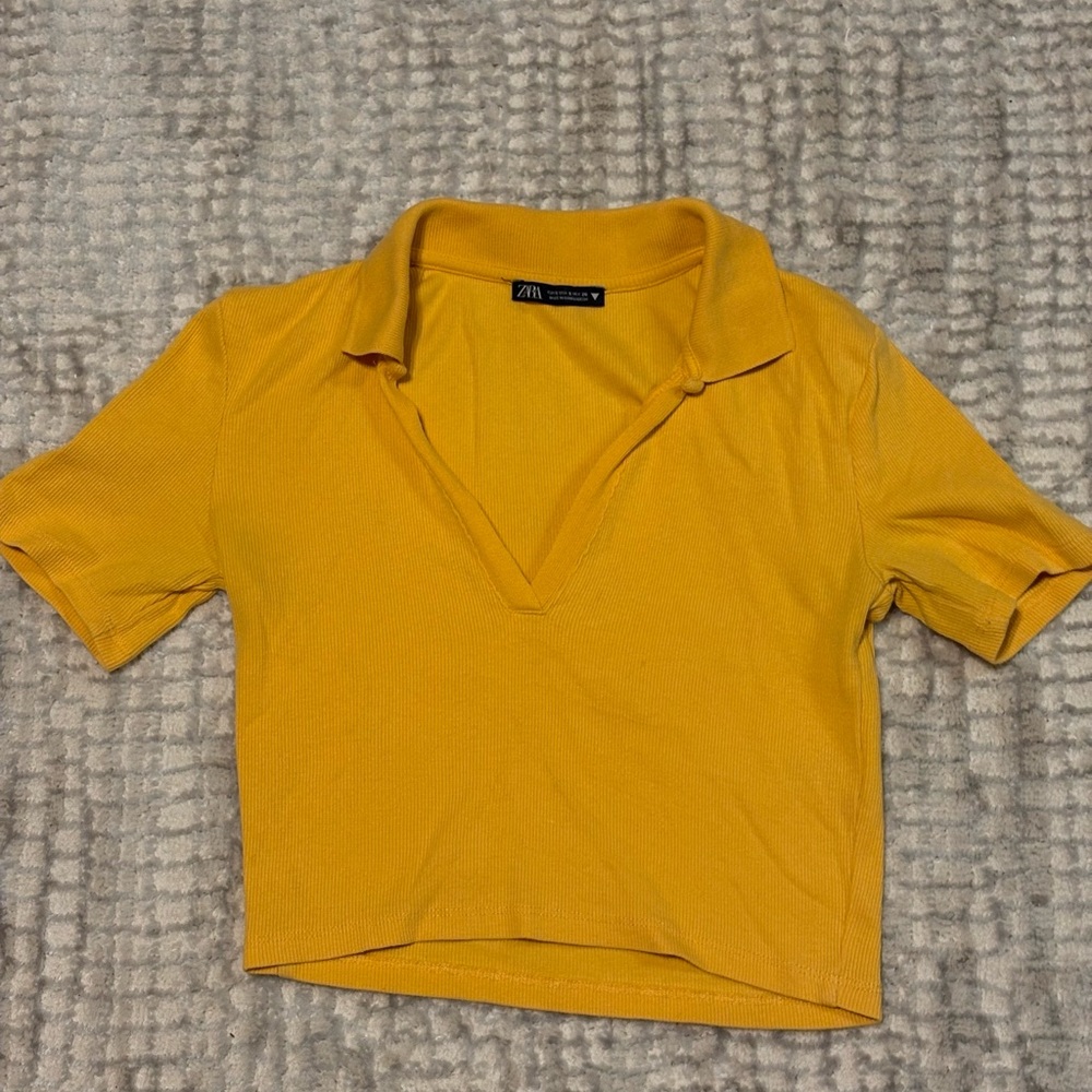 Yellow Zara Collared CropTop